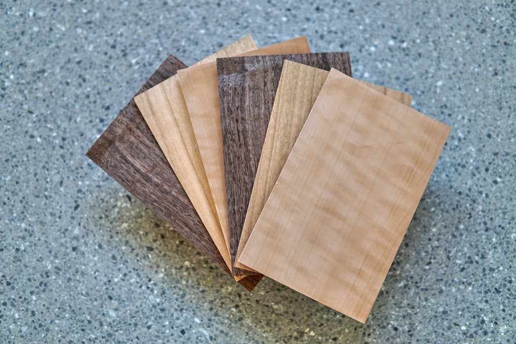 DIY Furnierset  aus 10 verschiedenen Holzarten  bis zu einer Stärke von 1,4 mm